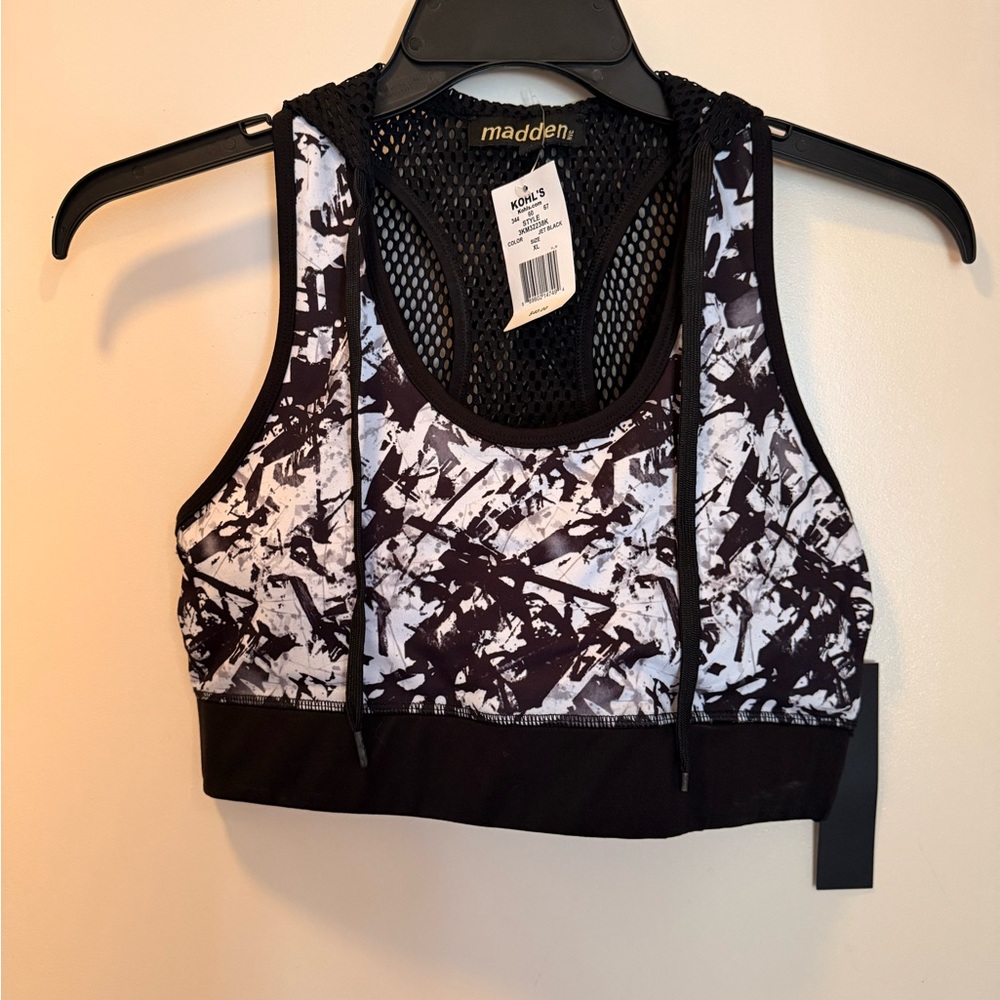 Kohl's Black and White Patterned Sports Bra